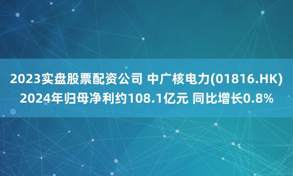 2023实盘股票配资公司 中广核电力(01816.HK)2024年归母净利约108.1亿元 同比增长0.8%