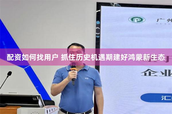 配资如何找用户 抓住历史机遇期建好鸿蒙新生态